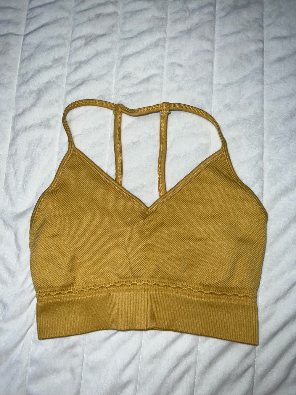 Gymshark-Mustard Yellow Seamless Ribbed Bralette
